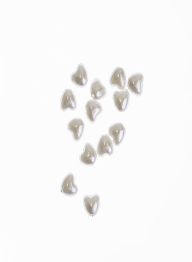 SATRA TRADERS Heart Shape Uncut Pearl Beads Spacer Beads DIY Jewellery Craft Making Necklace, Bracelet Size : 6mm | 100pcs, White - Image 2
